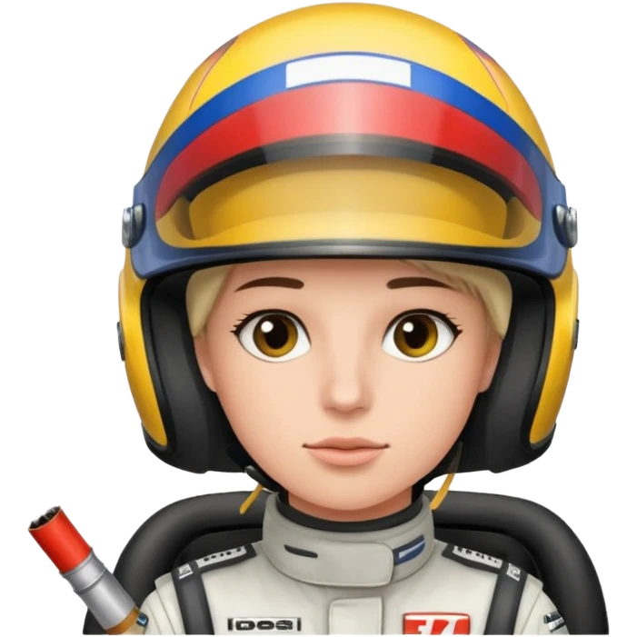 drifting car with tires smoke and a driver with a f1 helmet into the car emoji