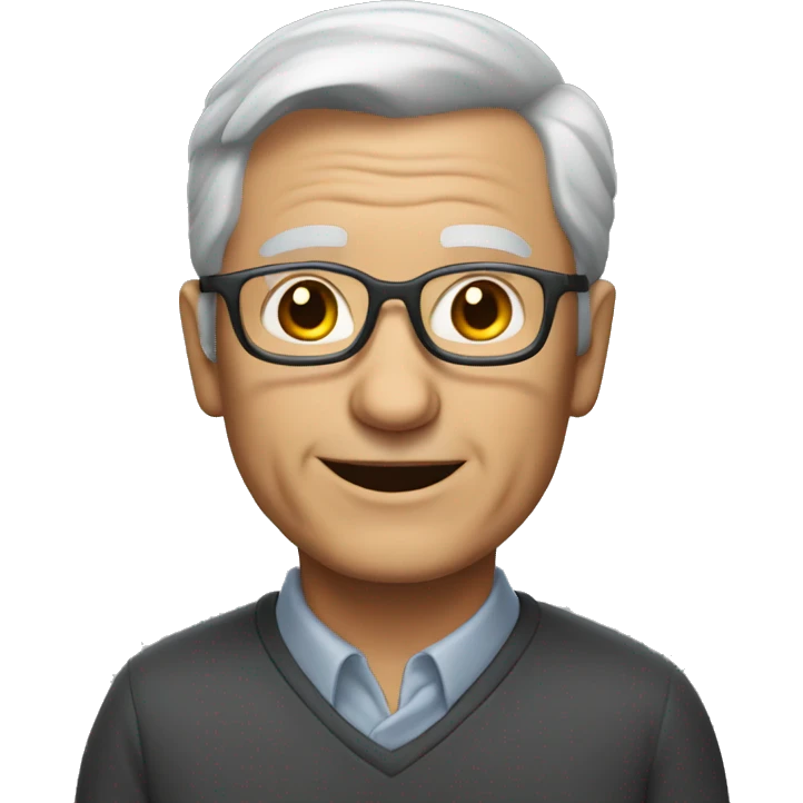 50 years professor with short
and gray hair, glass emoji