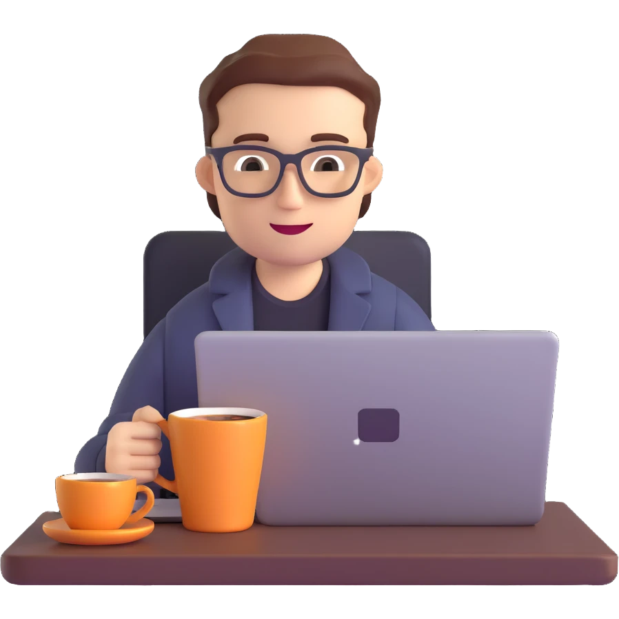 freelancer with laptop and coffee emoji