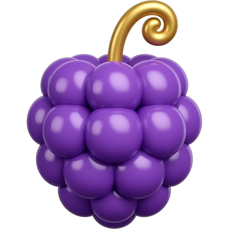 3D purple berry icon, spiral lobes, matte plastic, glossy golden curled stem, premium toy style, sharp details, soft studio light, realistic shadow, clean gray background, centered, ultra detailed, 8K. emoji