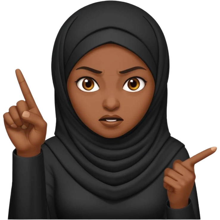 злая черная женщина мусульманка показывает пальцем emoji