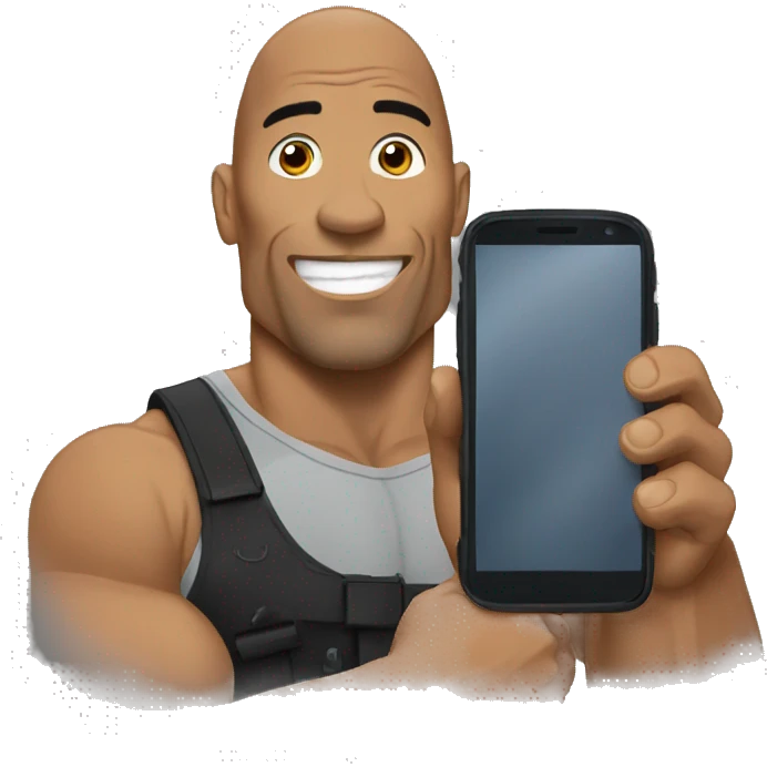 the rock with a mobile phone emoji