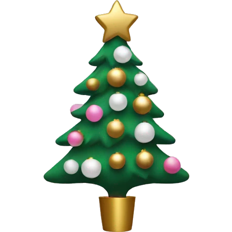 christmas tree with pink and gold and white decorations emoji