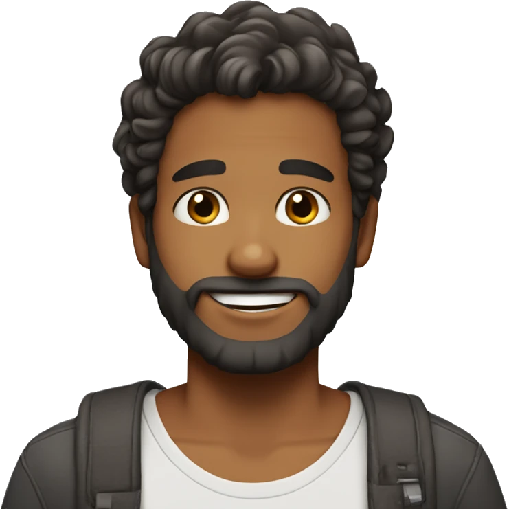 A 2 year guy, lightest beard, wavy hair small eyes, indian, cute smile emoji