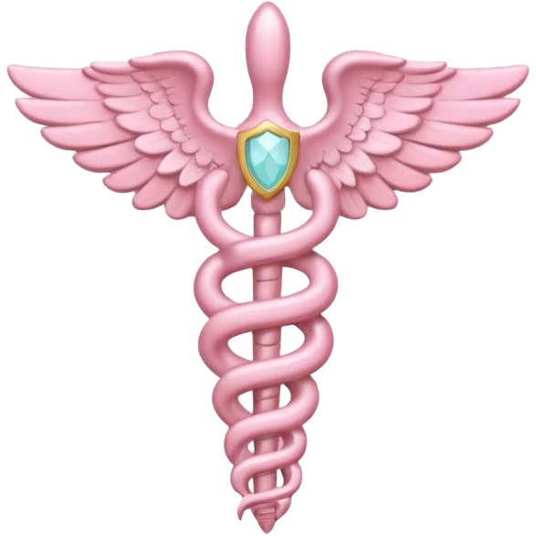 Caduceus symbol, soft pastel pink, iOS emoji style, variation 3 emoji