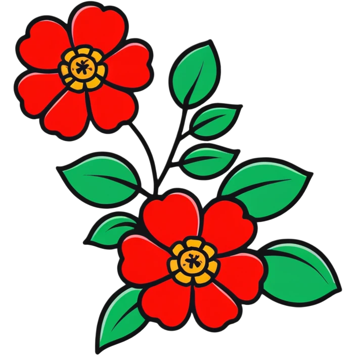 clean design red camellia with only five overlapping petals emoji