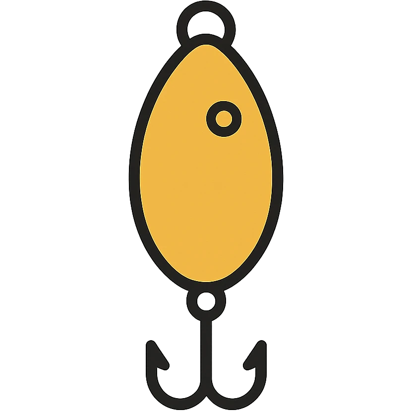 golden fish bait, minimal, gold color, simple shape emoji