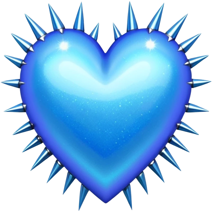 blue glittery heart with chrome spikes emoji