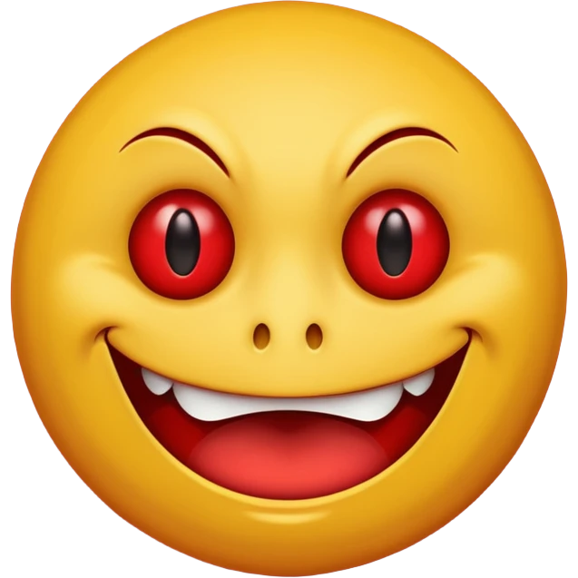 Insane smiley face who’s greedy and has red tired eyes evil  emoji