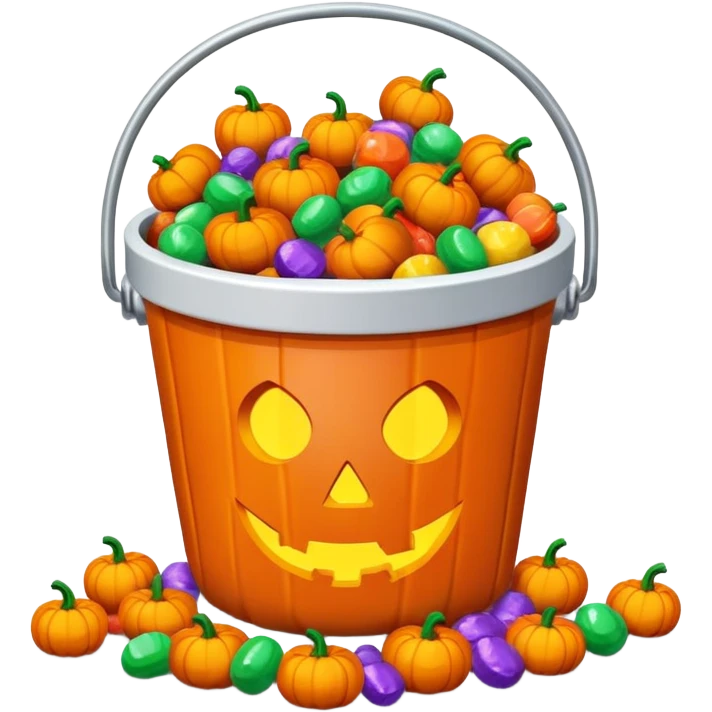 pumpkin bucket filled with Halloween candy emoji
