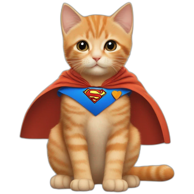 Superman cute kitten, very cute orange cat in superman suit and cape emoji