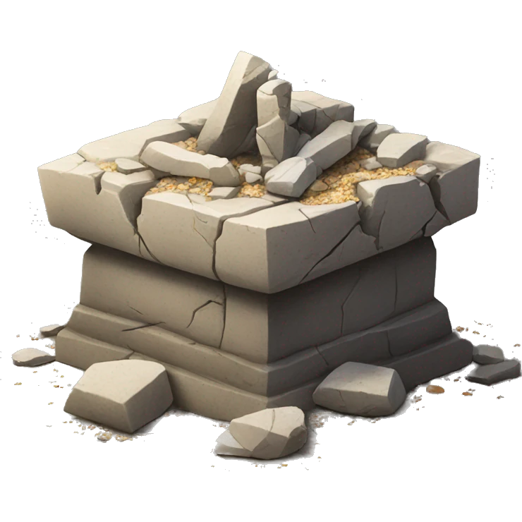 stone Altar broken down with pieces of it on the ground emoji