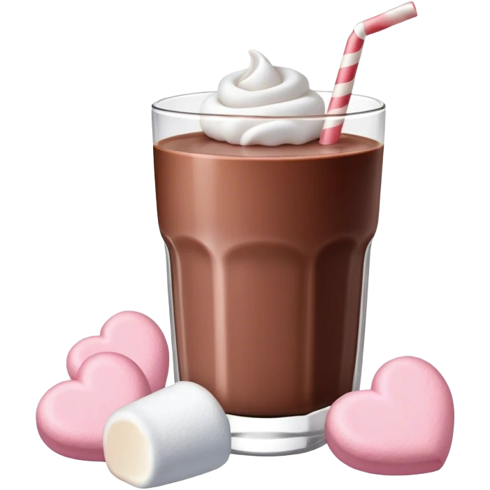 Chocolate milk with heart shaped marshmallows  emoji