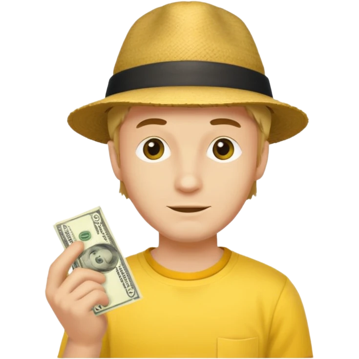 Alder man with bribe in hat and in yellow shirt emoji