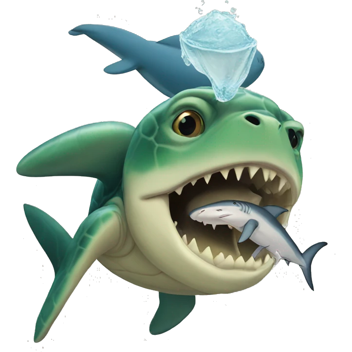 turtle eating shark emoji