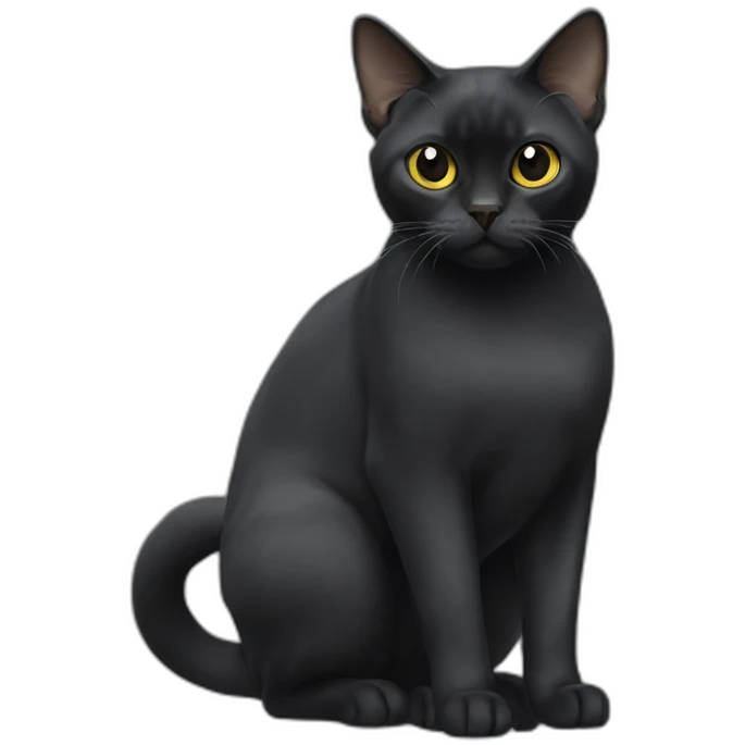 Black Burmese Cat Full Body emoji