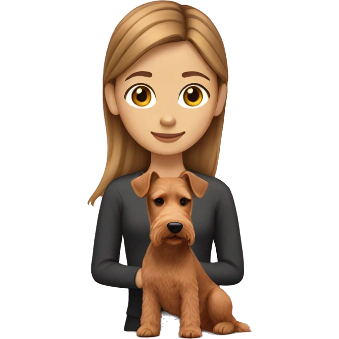 Light brown hair girl with welsh terrier emoji