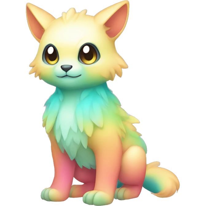 Cute cool pastel gradient shiny colorful animal hybrid Fakemon full body emoji