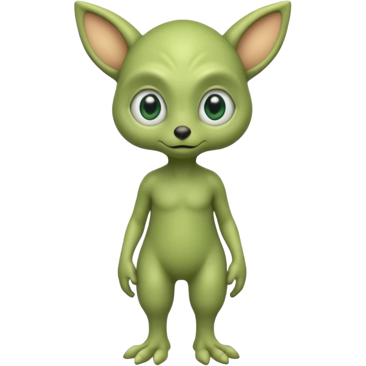 full body cute peacefull alien furry with 2 legs and eye stalks stands upright and looks intelligent ...wears clothing. not green..looks happy and cudly... doesnt have eyes on face, there is a stalk coming from top of head with a single large eye emoji