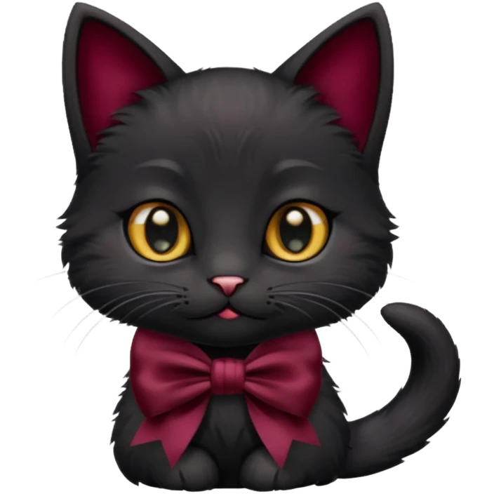 black kitten with a burgundy knot emoji
