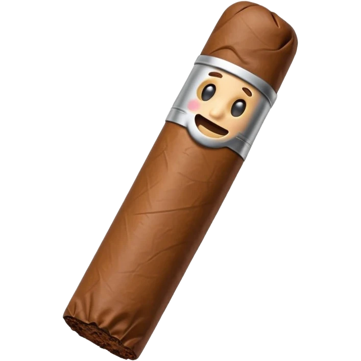 Emoji-style cigar icon, dark brown wrapper, subtle smoke, minimalistic, clean silhouette emoji