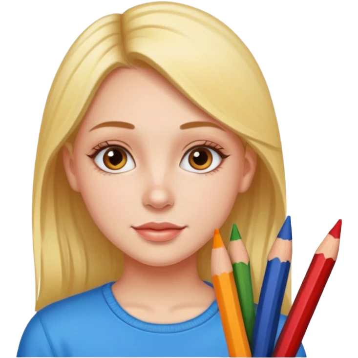 Girl coloring with pencils emoji