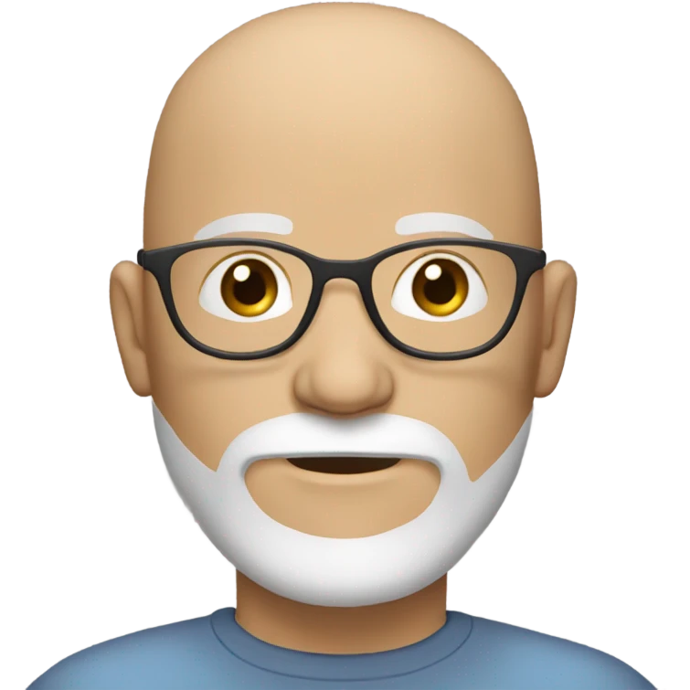 White male with glasses, bald, with a long white and gray beard emoji