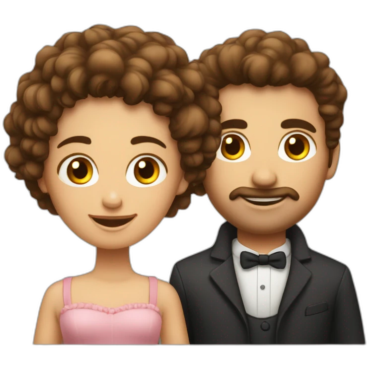 Couple garçon brun et fille cheveux bouclé emoji