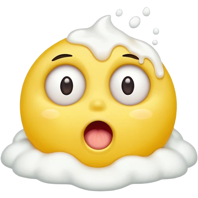 yellow circle with eyes up and mouth open, puking white foam emoji
