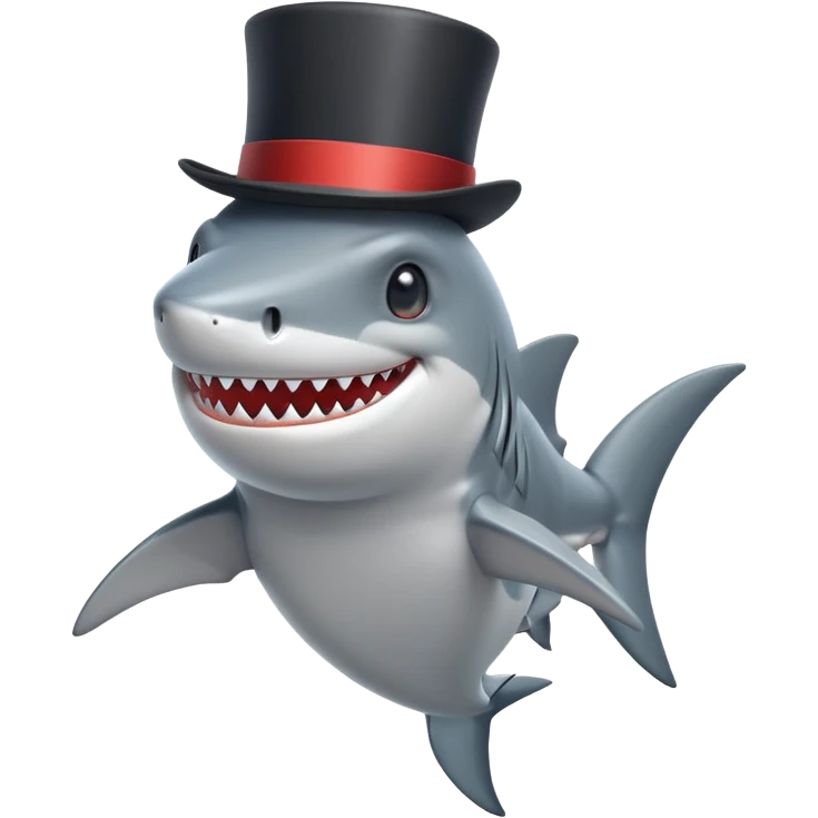 Shark with a top hat emoji