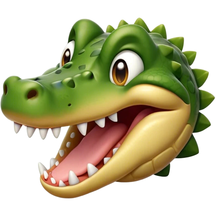 Cinematic Realistic Cute Yawning Crocodile Portrait Emoji, Head tilted slightly with a dramatic, wide-open yawn, showcasing a soft, textured olive-green hide with gently drooping jaws and half-closed, drowsy eyes rendered in exquisite natural detail, high shine, relaxed yet expressive, styled with a dash of primal charm, soft glowing outline, capturing the essence of a sleepy yet affectionate crocodile that appears ready to stretch out and drift into a deep, ancient slumber! emoji