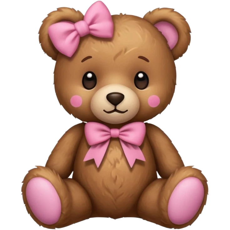 Cute teddy bear with a pink bow. emoji
