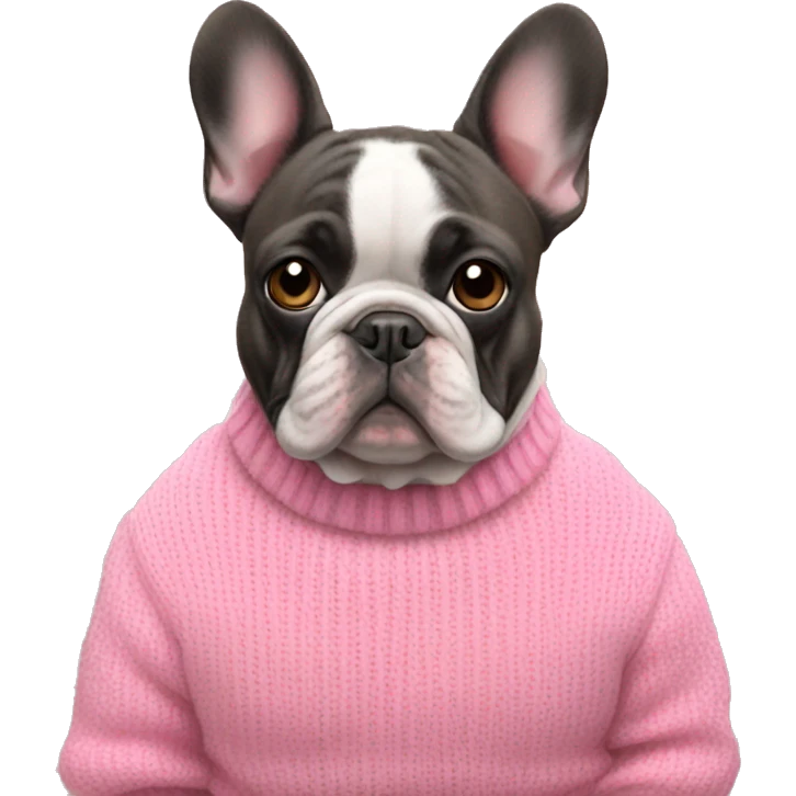 Frenchie in pink sweater  emoji