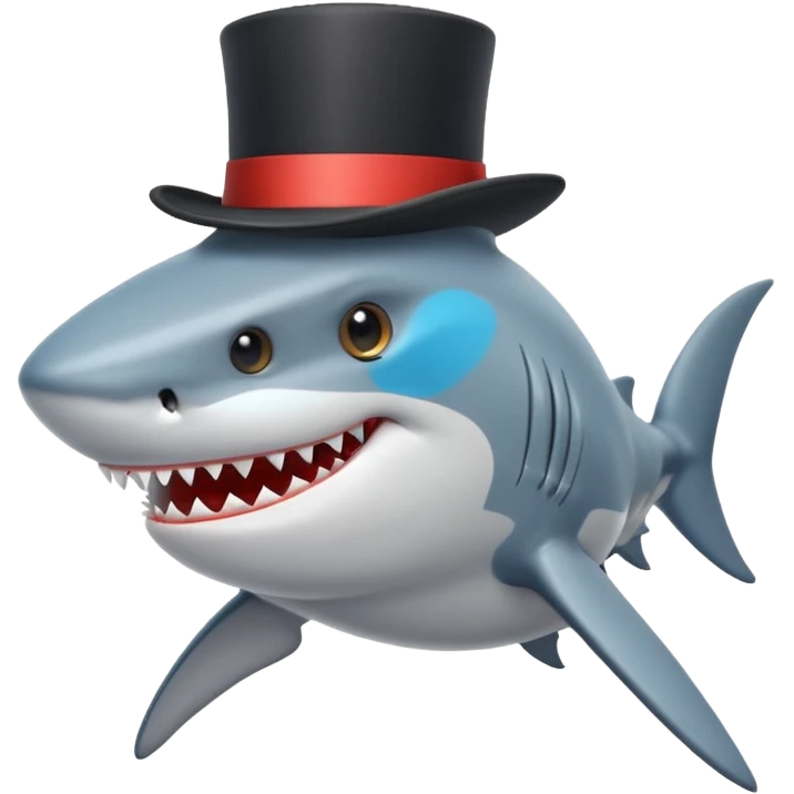 Shark with a top hat emoji