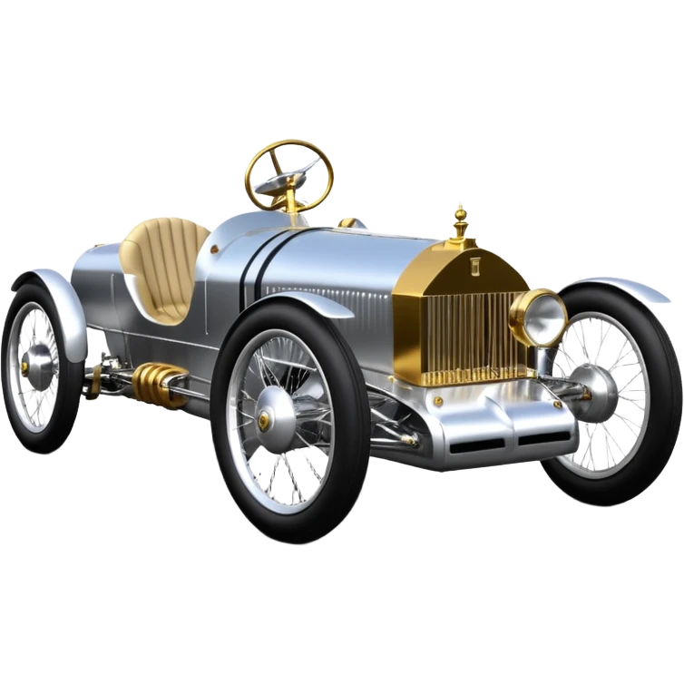  1956 Rolls Royce lowered powerful 4 cylinder engined silver ghost C-3PO racing cyclekart with advanced rugged independent suspension, power steering and disc brakes  emoji