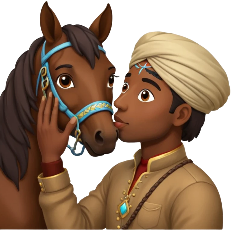 indian man kissing a horse emoji