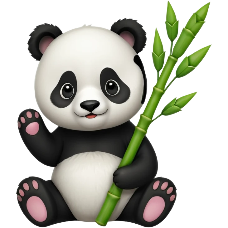 A lovely panda holding a bamboo shoot emoji