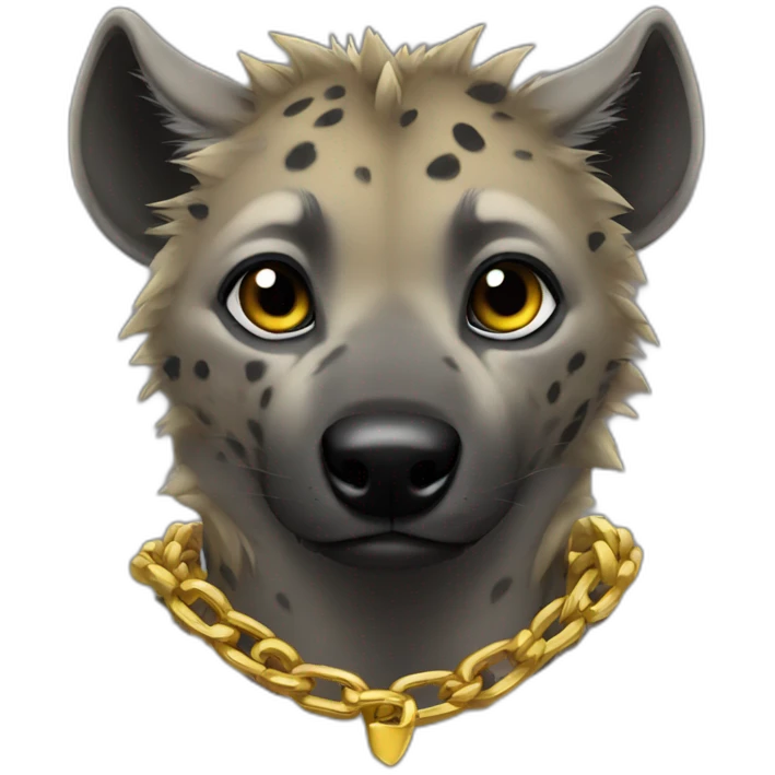 hyena wearing a hoodie over head and gold chain around neck emoji