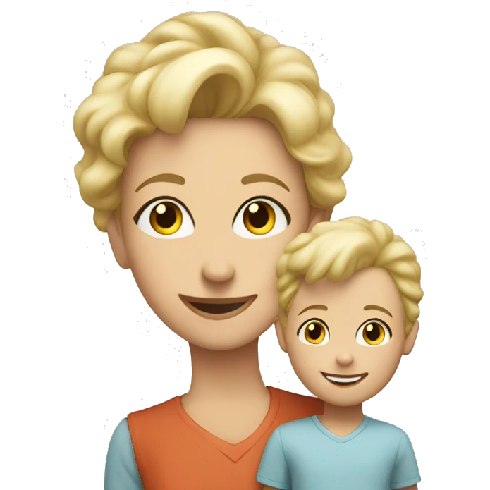 smiling mom blonde with boy emoji