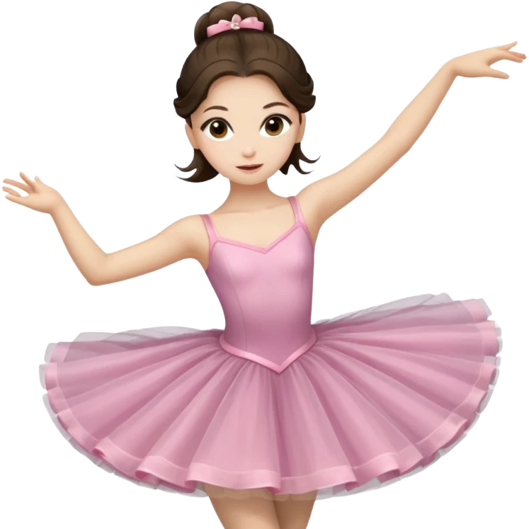 white brunette girl long hair with hazel eyes in a ballet costume dancing  emoji