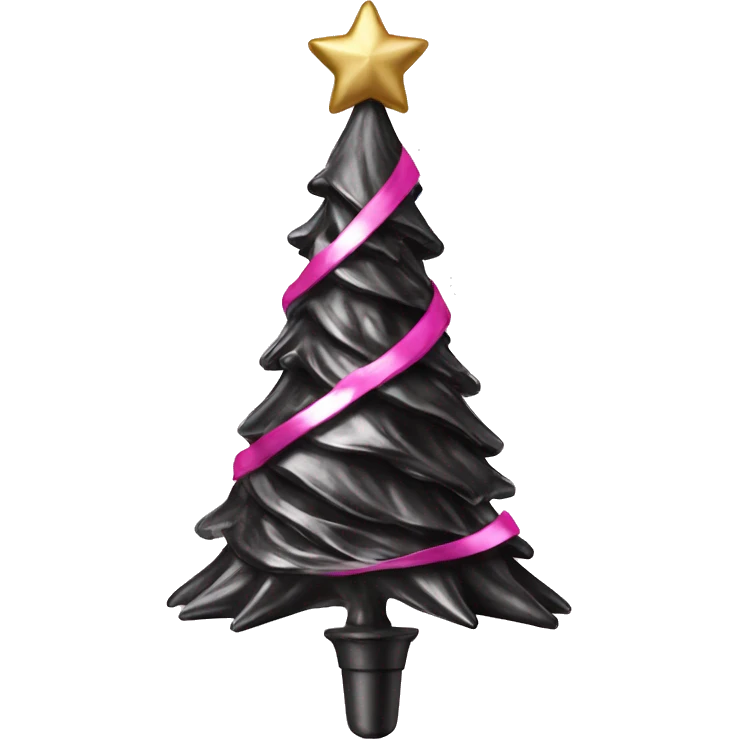 Realistic isolated black and pink metallic christmas tree topper. emoji