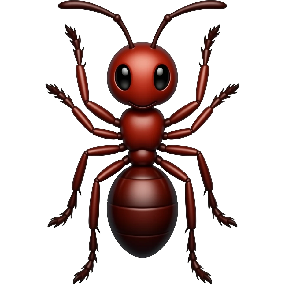 A red muscular ant, cartoon style emoji