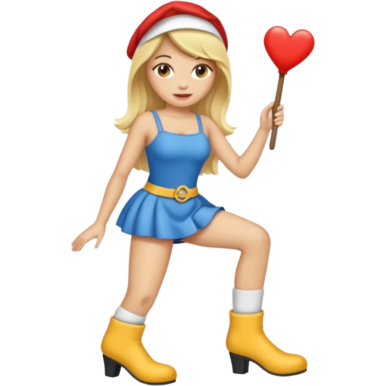 Femme blonde dans un déguisement de chaussette géante emoji