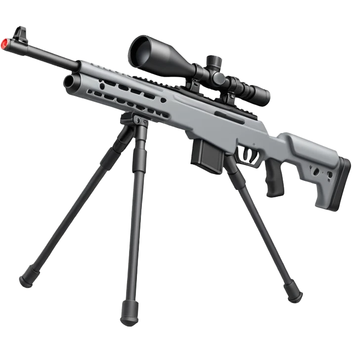 Mini ICBM launching lightweight sniper rifle wire stock, extended mag, assassin, bipod, laser emoji