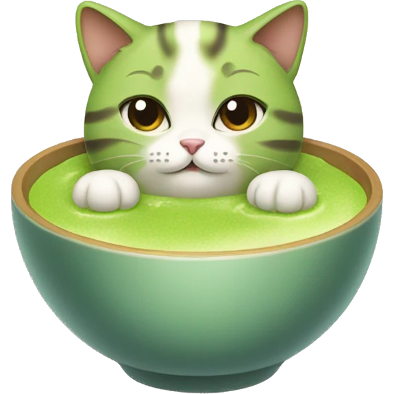 Cute cat with matcha  emoji