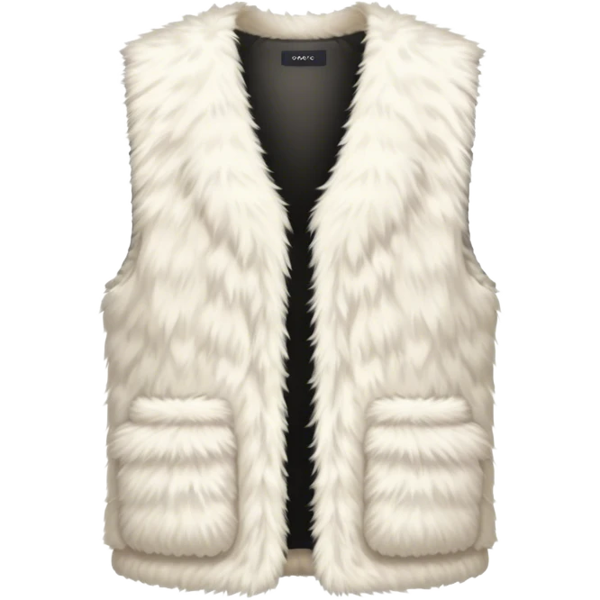 A near-white cream vest featuring both fur-like and fluffy textures, with a minimalist design and no pockets emoji