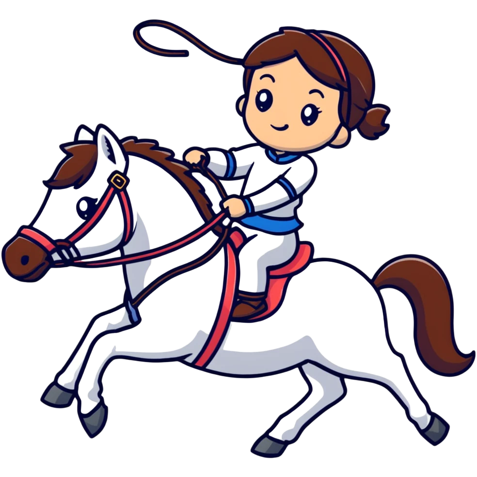 girl riding a horse holding a whip emoji