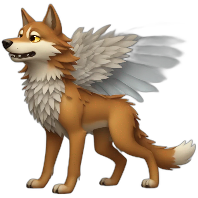 Scarred wolf with dragon wings emoji