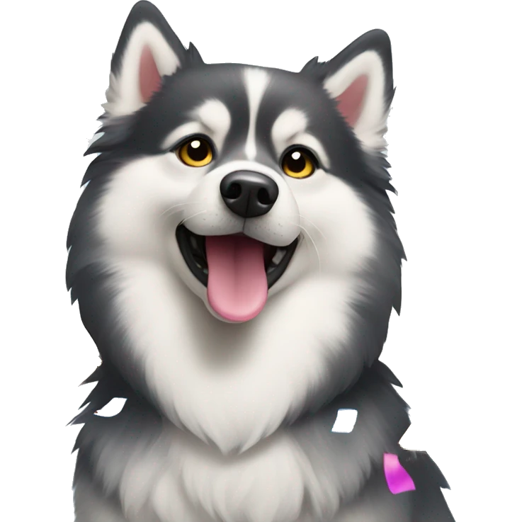 pomsky with confetti emoji