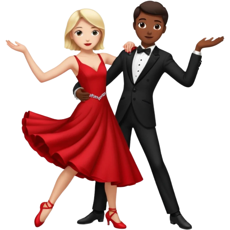 Ballroom dancing with girlred and boyblack  girl bend on his hand emoji